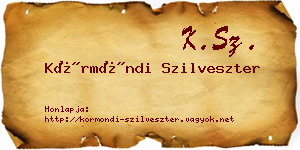 Körmöndi Szilveszter névjegykártya